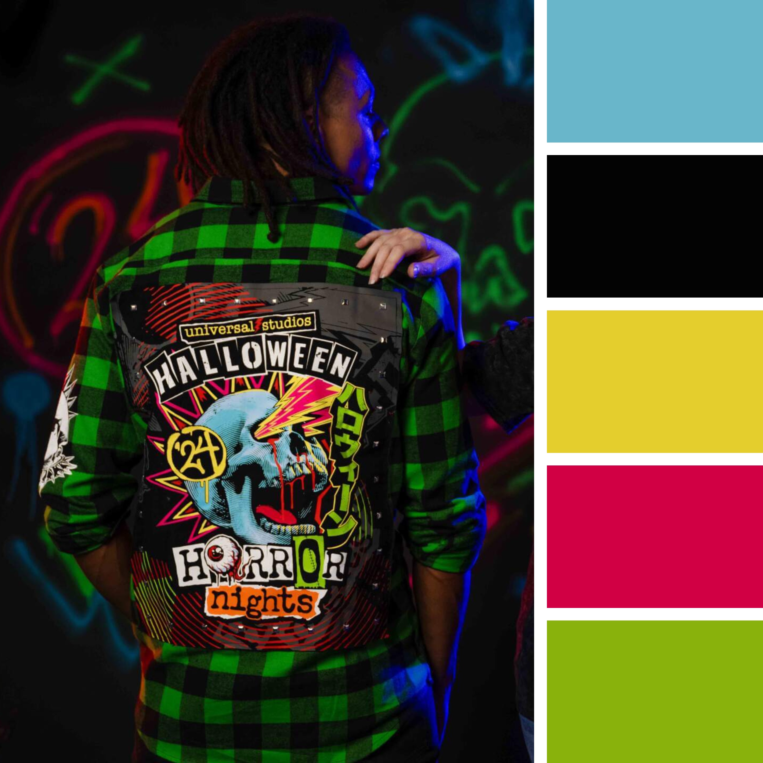 This is the flannel variation of the HHN'24 t-shirt.